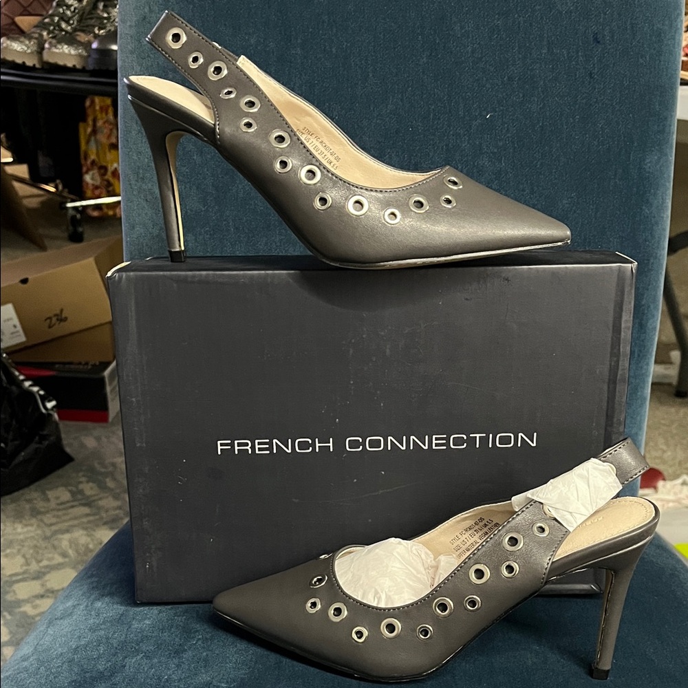 French Connection Charcoal Slingback Heels
